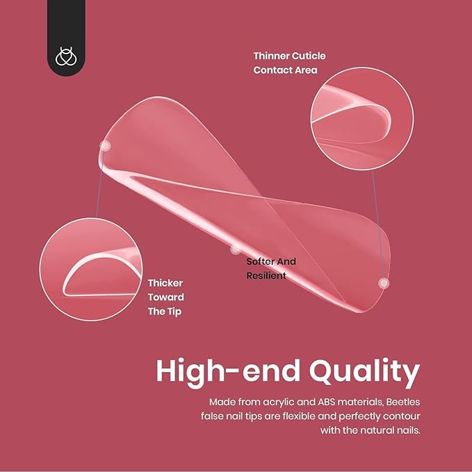 Beetles Gel Nail Tips, 500Pcs Short Square Gel Nail Tips Clear Full Cover False Nails Tips Press on Nails for Nail Art Design Easy Nail Extensions Kit