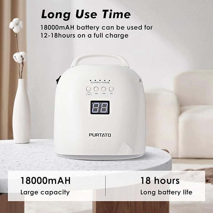 Professional Rechargeable UV LED Nail Lamp with 4 Timer Setting and 18000mAH Long Battery Life Nail Dryer JC22 (White)