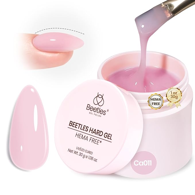 Beetles HEMA-Free Hard Gel for Nails,1 oz 9 in 1 Pink Builder Nail Gel for Sensitive Nails Extension Sculpting & Overlays UV/LED Lamp Cured Salon for Professional Nail Tech Use Women