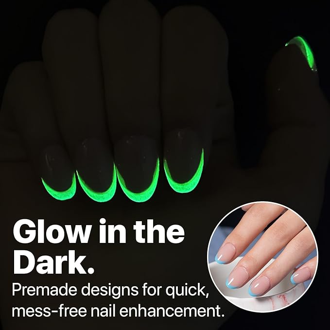 SXC Cosmetics X-Pro Tips French Tip Press On Nails - Bright Pastel Glow in the Dark Series (GLOW118KIT-XS Almond)