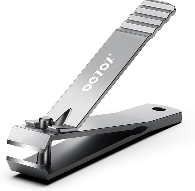 BEZOX Toe Nail Clippers - Nails Clipper for Men Toenails Clipper for Seniors, Heavy Duty Stainless Steel Fingernail Cutters with Straight Blade - Silver