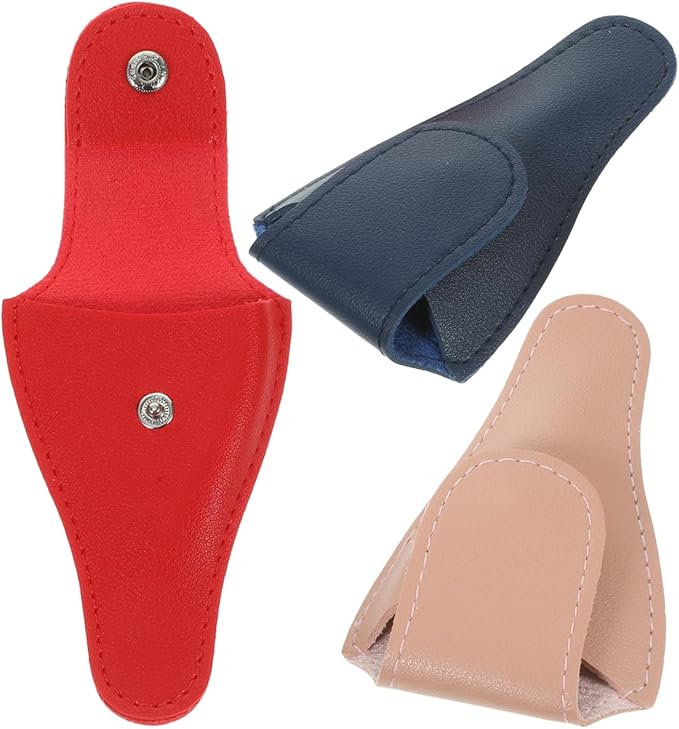 Housoutil Cuticle Nipper Cover, 3PCS Leather Pliers with Snap, Portable Edicure Scissor Pouch, Cuticle Scissor Storage Container