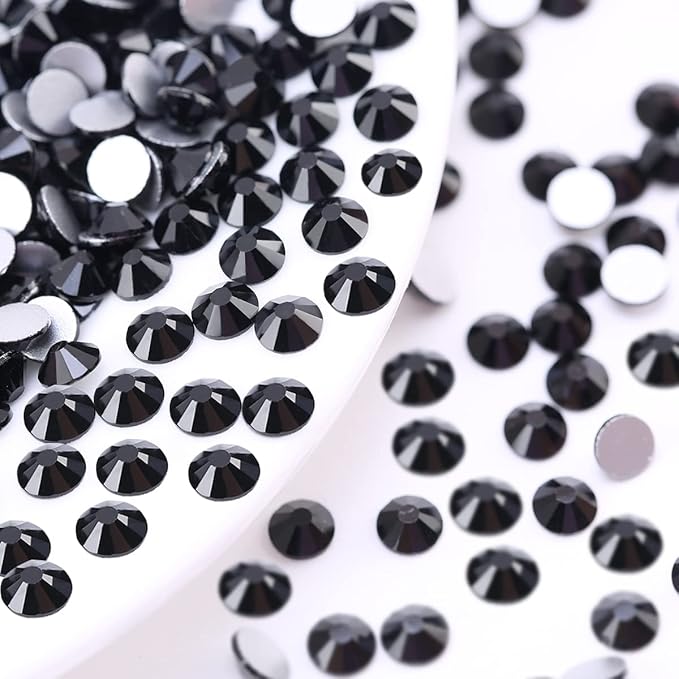 Novani Rhinestones 3000Pcs Flatback Crystal Round Loose Gemstones Glass Rhinestones for Crafts Makeup Nail Art Clothes Shoes DIY Decorations(SS10, 2.7-2.9mm,Black)