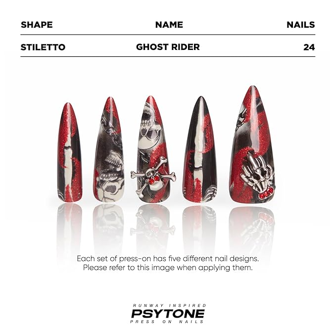 PSYTONE Halloween Press on Nails Short Square French Fake Nails Press ons Red Cartoon False Nails with Mummy Ghost Spiders Webs Pattern Designs Glossy Acrylic Nails Full Cover Stick on Nails