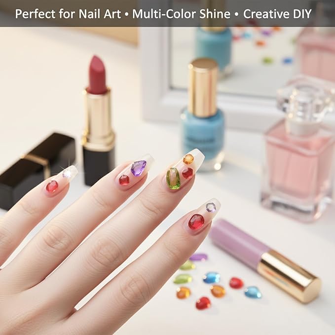 3 Pcs Gems Silicone Nail Art Molds for Women Resin Nail Design