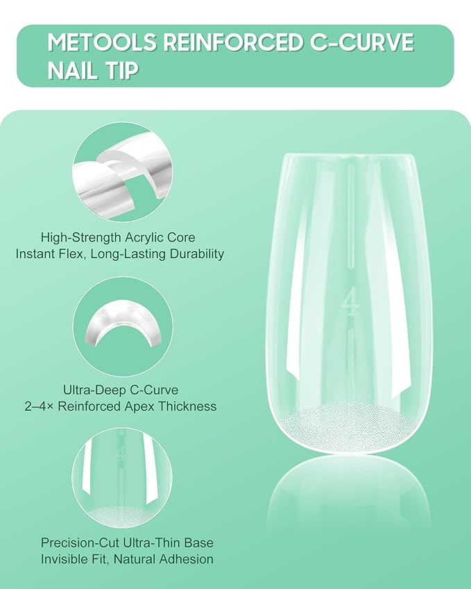 Extra Thick Short Coffin Nail Tips, Natural Curve Strong Clear Pre-etched Press on Nail Gel Extension, Full Cover False Nail Tipsfor Acrylic French Salon DIY 15 Sizes 360 pcs