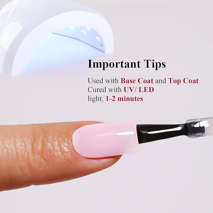 Jelly Gel Polish, Milky Pink Jelly Nail Gel Polish Translucent Spring Summer Sheer Soak off UV LED for Nail Art DIY Manicure 0.5 Fl Oz