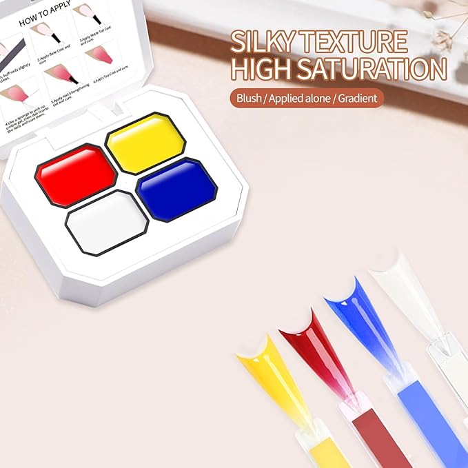 4 Colors Ombre Gel Nail Polish Gradient Painting Gel With 100PCS Nail Sponges & Grabbing Pen,Soft And Easy To Shoot For Natural Nails And Acrylic Nails,French DIY Nail Art (B6)