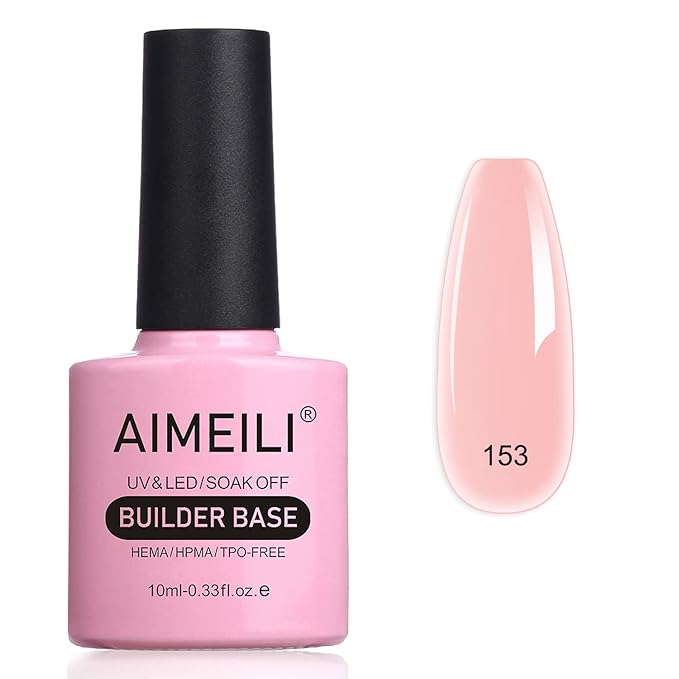 AIMEILI Hema Free 5 in 1 Builder Base Gel, Cruelty Free, Vegan, Strengthener Gel Translucent Gel Polish for Nail Art Manicure 10ML-153