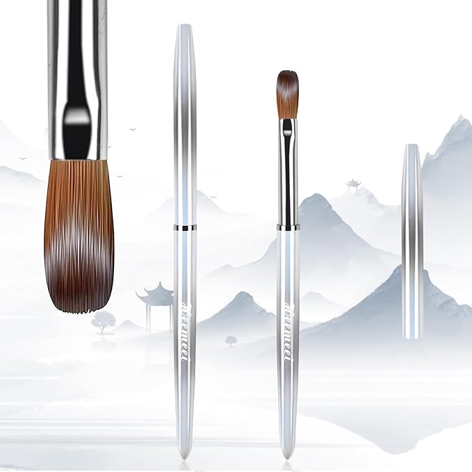 Kolinsky Acrylic Nail Brush Size 10, Nail Brushes for Acrylic Application, Acrylic Powder Brush for Nail Art, Nail Acrylic Brush for Professional Manicure DIY Home Salon (10#)………