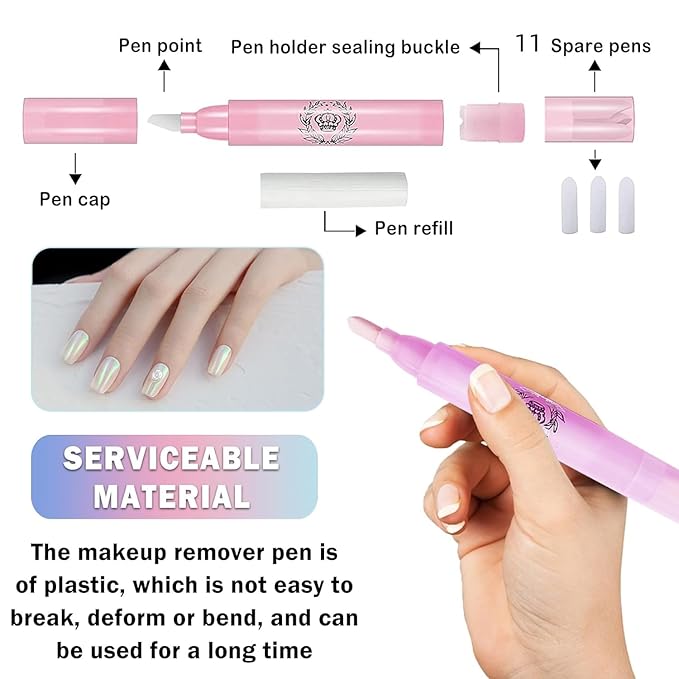 Nail Polish Corrector Pen, 4Pcs Nail Polish Remover Tool with 20pcs Tapered Refill Tips, Nail Polish Correction Nail Edge Cleaning Pen for Nail Art DIY
