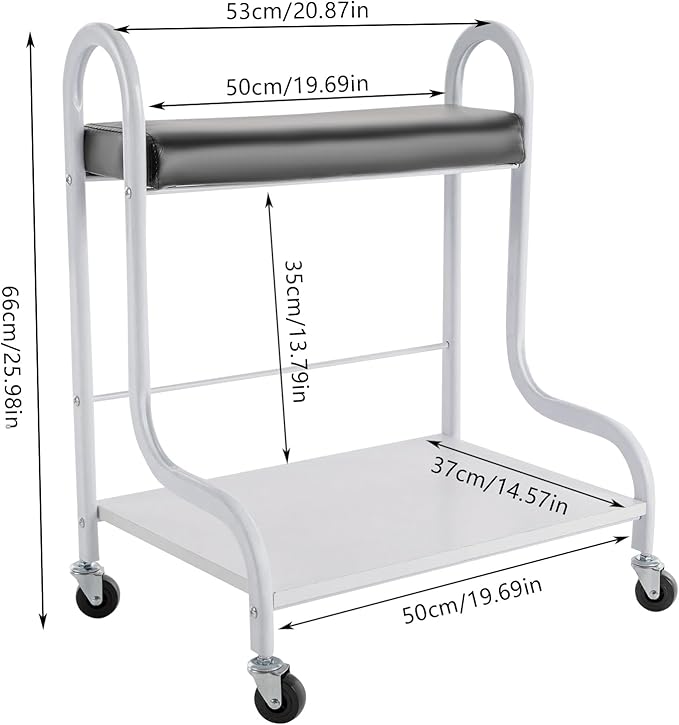 Rolling Trolley, Beauty Salon Nail or Foot Bath Spa Portable Trolley Cart with Wheels & Foot Pad, Foot Rest Pedicure Manicure Funiture Massage Table Salon for Hair Salons, Family Bathrooms