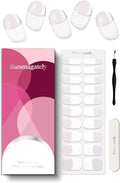 Semi Cured Gel Nail Strips, 20Pcs Long Lasting Salon Quality Wraps, Easy Apply & Remove Gel Nail Stickers with UV Light (Silk Tip White)