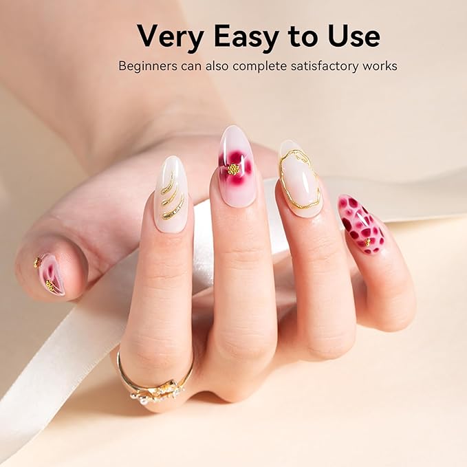 MAYCHAO Blooming Gel and No Wipe Gel Top Coat Nail Polish Set, for Spreading Effect Marble Natural Stone Watercolor Floral Print Nail Art Painting