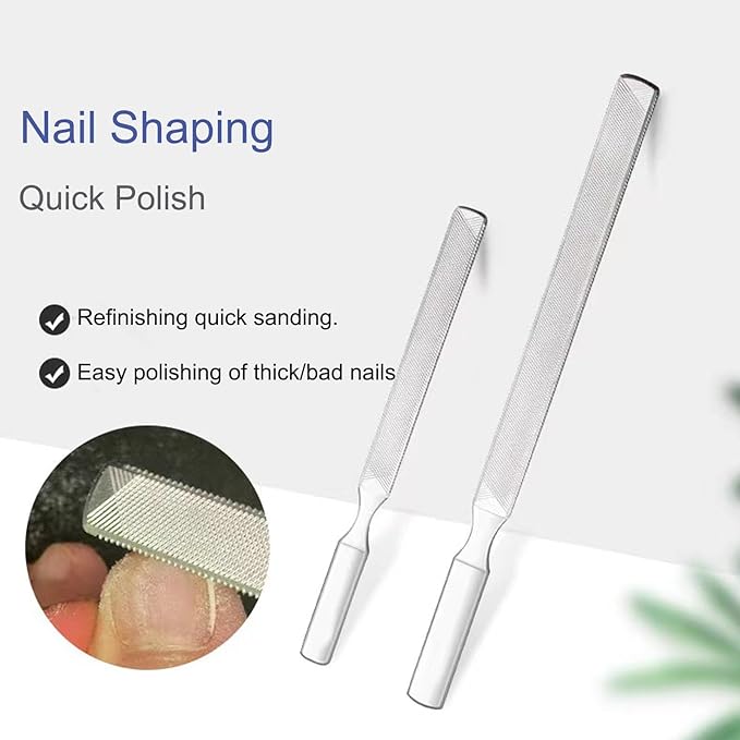 Diamond Dust Nail File - Stainless Steel Nail Dresser Nail Buffering Files - 9 Inch (7inch- 180-4)
