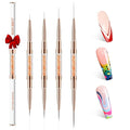modelones Nail Art Brushes, Super Fine Liner Nail Brush Kit Dual-ended 7/11/15/20mm for Gel Polish Thin Lines, Precise Details, Fine Drawing Painting Design Acrylic Rhinestone Handle Salon & DIY Use