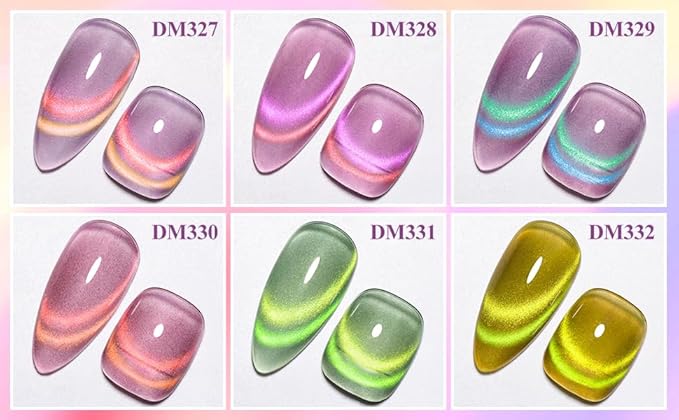MTSSII Cat Eye Gel Nail Polish Glass Series Magnetic Nail Gel Rainbow Jelly Cateye Pink Purple Translucent UV/LED Nail Polish Nail Art Gifts Set for Women