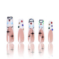 LOVFUL Press on Nails Clown| Handmade with Full Covered Crystals| Reusable Fake Nails| Square Mid length 1.7in| H139-L