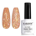RARJSM Reflective Glitter Gel Polish Orange Sparkling Glitter Iridescent Shimmer Gel Polish Sparkle Glitters Gel Holographic Gelpolish Soak off Nail Art Manicure for Salon DIY at Home
