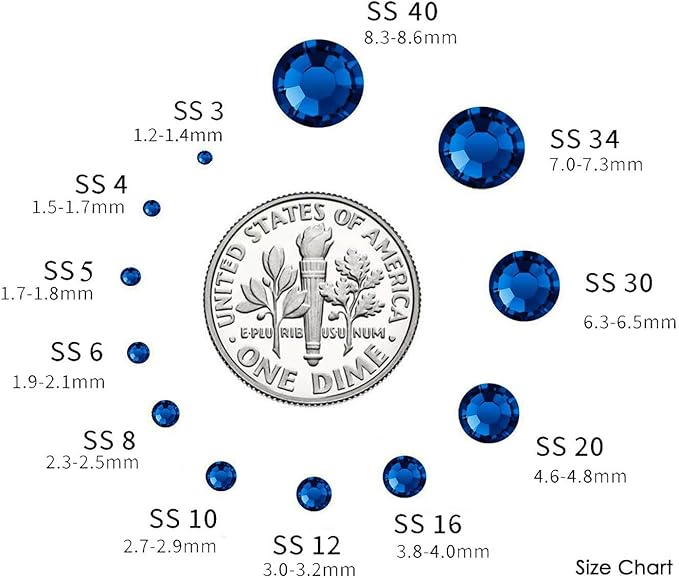 144 Pieces SS30 Sapphire Hotfix Rhinestones Flatback Round Crystal Glass Rhinestones Gems for Crafts Nail Face Art Clothes Shoes Bags DIY