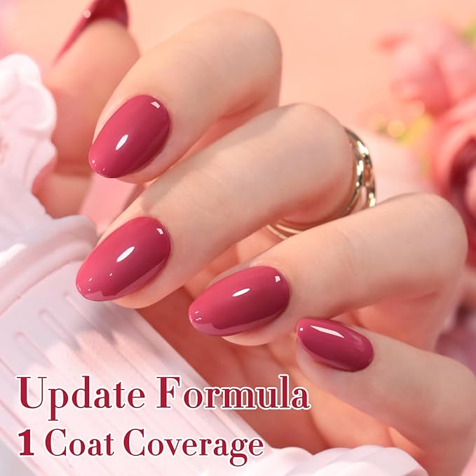 Double Rhythm 0.5 Oz Gel Nail Polish Neutral Natural Same Color Same Bottle Translucent Light Milky Pastel 15ML Manicure French Design Art DIY at Home (Bean Rose-A1518)