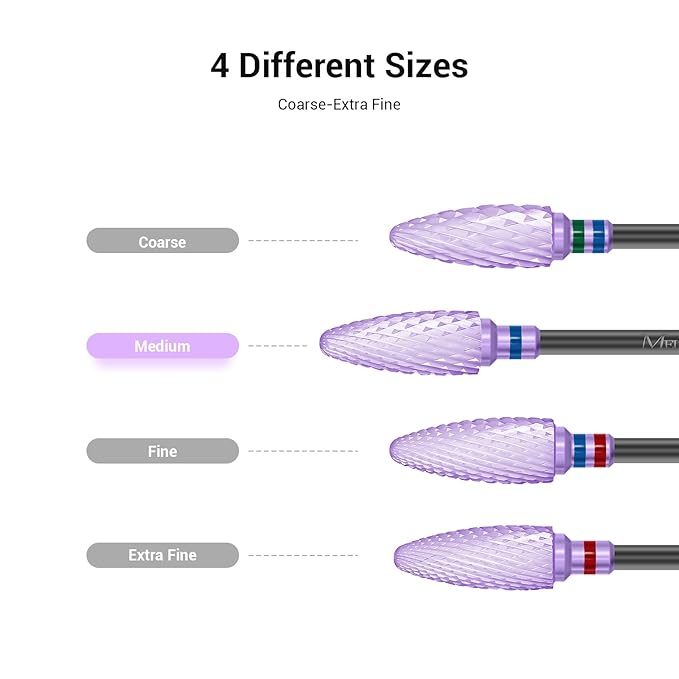 MelodySusie Ceramic Nail Drill Bit, 3/32'' (2.35mm) Professional Acrylic Nail File Flame Drill Bit for Manicure Pedicure Cuticle Gel Nail Polishing, Beginners Bits, Purple, Series Bit-S, Medium