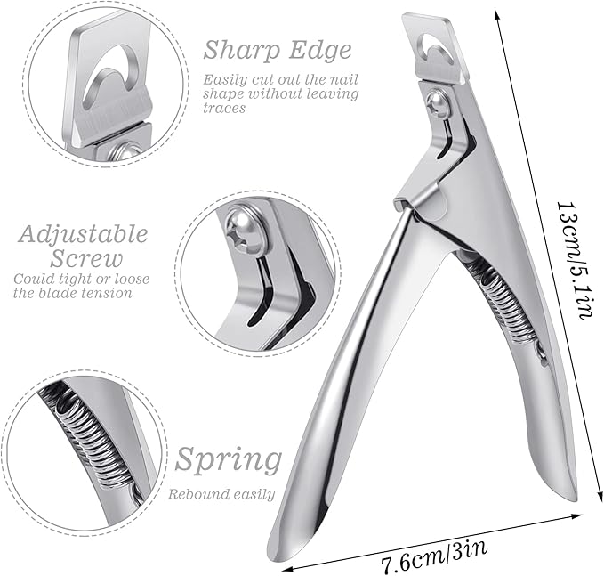 SUMAJU Professional Acrylic False Nail Clippers for Acrylic Nails Nail Tip Cutter Nail Manicure Tool (Silver)