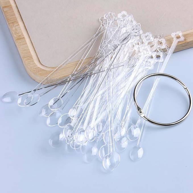 150 Pcs Nail Swatch Sticks with Ring, Clear Spoon Shaped Nail Art Polish Color Display Practice Tips, Acrylic False Nail Sample Sticks Painting Display DIY & Salon Use Beginner Supplies
