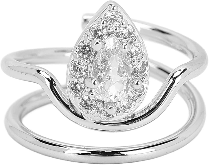 Rhinestone Nail Rings - Fingertip Jewelry for Nail Art Decoration - Valentine's Day Gift for Women (Platinum)