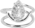 Rhinestone Nail Rings - Fingertip Jewelry for Nail Art Decoration - Valentine's Day Gift for Women (Platinum)