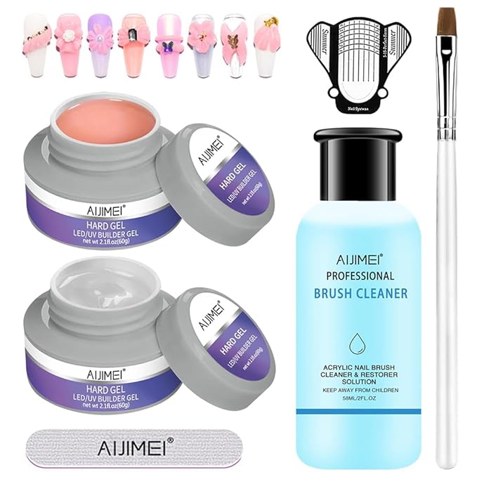 AIJIMEI LED/UV Hard Gels for Nails Extension Polish Kit Hard Gel for Nails Art Buildering for Nails Builder Glue in a Bottle Nail Builders Gel (Multicolor)