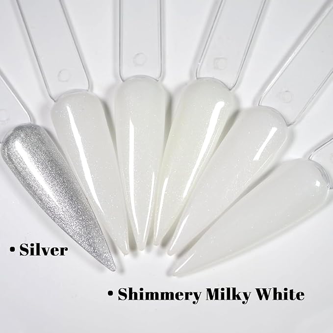 Glow in the dark Milky White Gel Nail Polish Colors Set with silver cat eye gel polish (GP016)