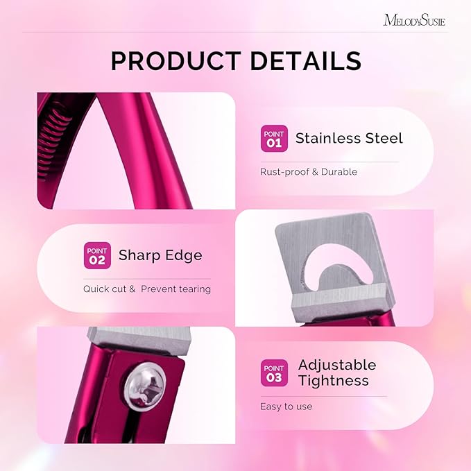 MelodySusie Acrylic Nail Clippers, Nail Clippers Cutters for Acrylic Nails Fake Nail Tips, Adjustable Stainless Nail Trimmer, Manicure Tool for Salon Home Nail Art, Plum