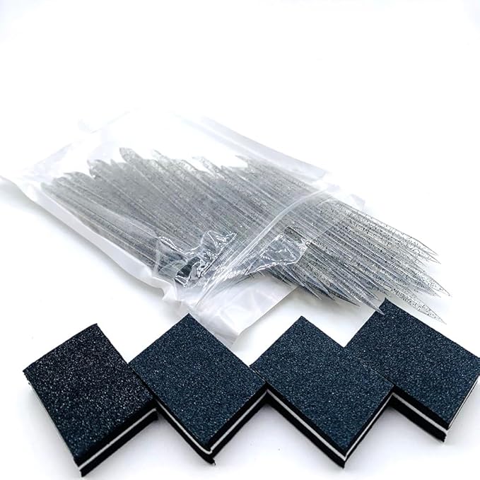 100 Set Press On Nail Tool Kit, Including 100pcs Mini Nail Buffer, 100pcs Nail File, 100pcs Nail Stick, 100pcs OPP Bag, Disposable Manicure Kit for Nail Salon Home (100Pcs-Black)
