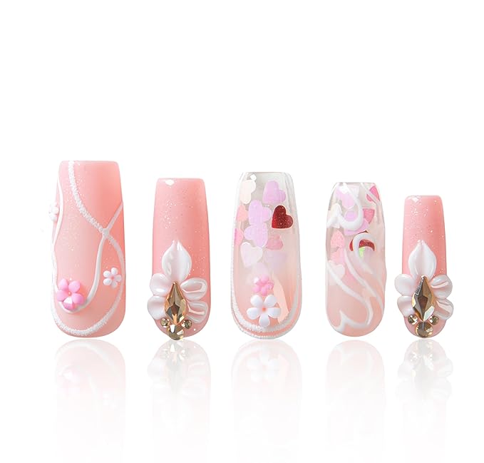 LOVFUL Short Press on Nails Blush Petal | Handmade Acrylic Press ons| Reusable Fake False Nails | Square Classic Regular 1.3in | H735-M