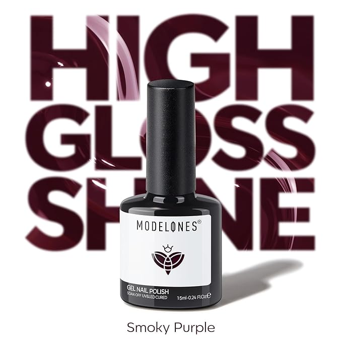 modelones Purple Gel Nail Polish Dark Purple Nail Polish valentine New Year Party Nails Soak Off Nail Art Manicure 15 ML