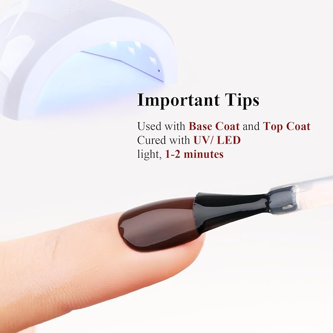 Gel Polish, 0.5 Fl Oz Chocolate Brown Gel Nail Polish Autumn Winter Art Starter Manicure Salon DIY at Home Soak off LED UV