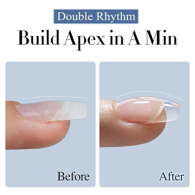 Double Rhythm 0.5Oz Nail Strengthener Rubber Gel Nail Polish 15ml Clear Builder in a Bottle Nail Thickening Extension Hard Structure Gel Glue (Clear 8 in 1-1)