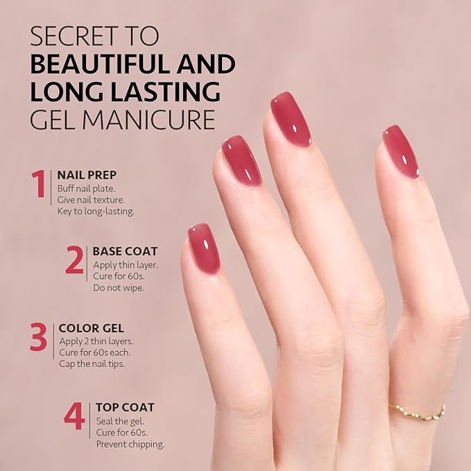 GAOY Jelly Nude Gel Nail Polish, 16ml Sheer Pink Translucent Soak Off Gel Polish, UV Light Cure for Nail Art DIY, 1993 Blushing Red
