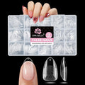 UNA GELLA Short Almond Nail Tips 15 Sizes 300PCS Pre-Etched Soft Gel Clear Nail Tips Easy DIY Salon Short Almond Press On Nails Snug Fit Acrylic Fake Tips Extensions Long-Lasting Hold