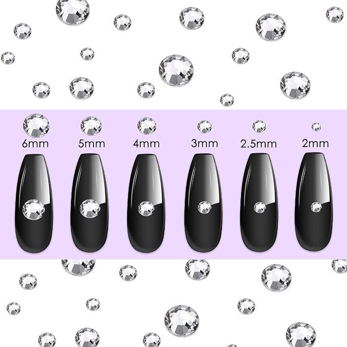 Canvalite 1500PCS Rhinestones Flat Back Gems, Nail Rhinestones Nail Art Gems with Pick Up Tweezers and Rhinestone Picker Dotting Pen, Nail Art Tools for Nails, Clothes, Face, Craft