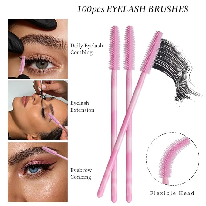 300 Pack Disposable Spoolies Brushes Sets Mascara Wand Lip Brushes Cotton Swab for Eyebrow Eyelash Extension Tattoo Lipstick Applicator