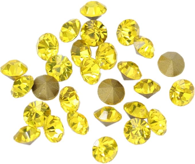 1440pcs Rhinestones Round Point Back Crystal Gem Glass Diamante Rhinestones Nail Art Decoration Jewelry Finding Beads Craft Gems (Yellow, 1.5mm)