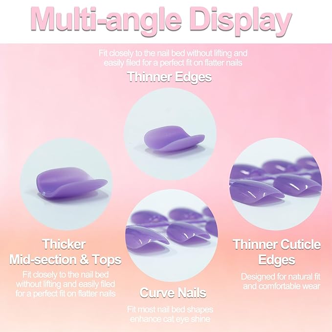 Allstarry Cat Eye Press on Nails, 15 Full Sizes Range Cat Eye Nails Press Ons 4 Changing Colors Cateye Presson Nail for Women 120pcs Chameleon Glossy Short Square Fake Nail Tips Stick DIY Salon