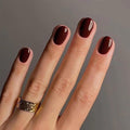 Dark Red Press on Nails Short Squoval Fake Nails Valentines Nails Press ons with Solid Color Design Full Cover Stick on Nails for Women Manicure,Reusable | Glue Tabs | Easy Apply | 24Pcs
