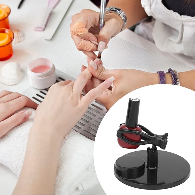 ZJchao Nail Polish Holder, Bottle Stand with Wide Base, Prevents Falling, Nail Art Helper, Black, ABS Material