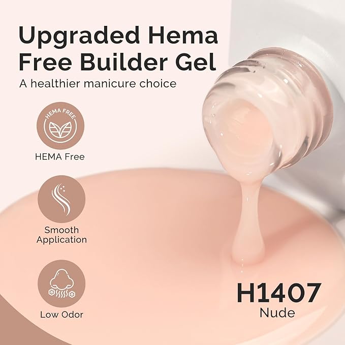 MelodySusie Hema Free Nude Builder Nail Gel for Nails Thickening, 0.5 Fl Oz, Soak Off UV Extension Gel, Nail Art Design Salon DIY Manicure at Home for Women H1407