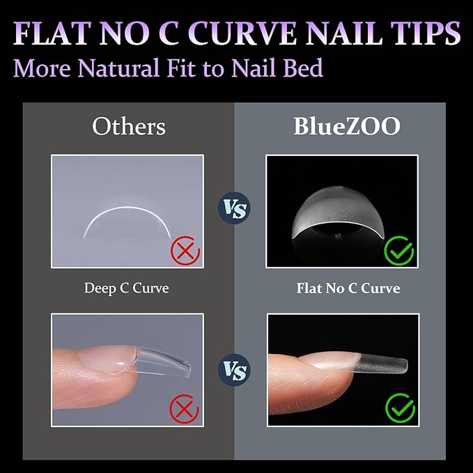 BlueZOO Soft Gel Nail Tips Short Almond Coffin Ballerina Nails Kit, 3 Styles 360PCS Full Cover Half Matte Acrylic Nail Tips,Clear Press On Nails for Extension Nail Manicure Home DIY Salon Fake Nails