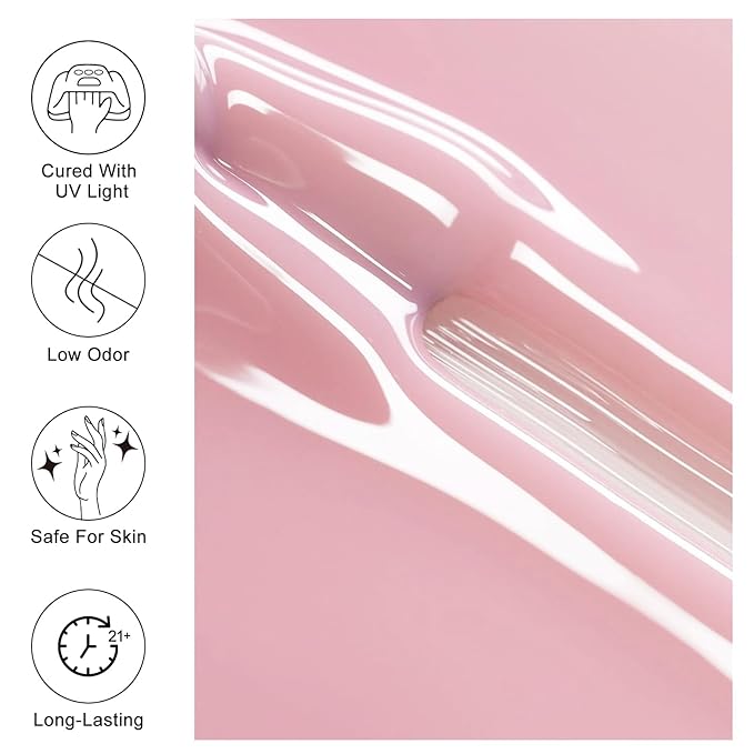 Imtiti 10ml Jelly Pink Gel Nail Polish Long Lasting Soak Off UV Led Light Pink Gel Polish Salon DIY at Home Gift for Women 1Pcs