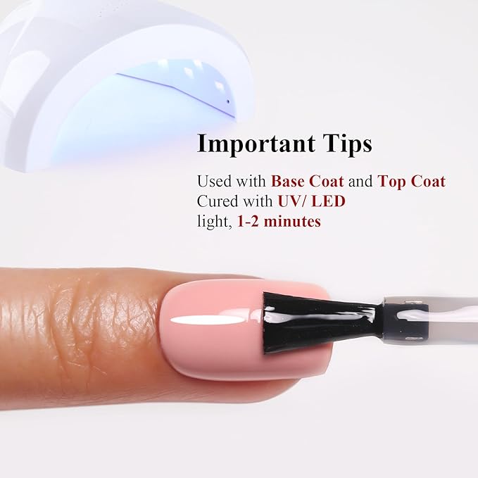 Gel Polish, 0.5 Fl Oz Nude Gel Nail Polish Light Pink Spring Summer Soak off LED UV Gel Nail Polish Art Starter Manicure Salon DIY Nail Gel Polish